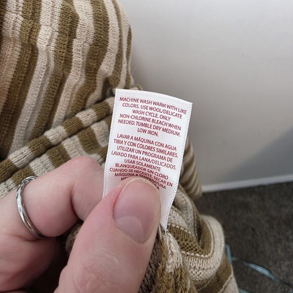 Faded Glory Tan Cream Striped Turtle Neck Oversized Lagenlook Poncho One Size - Picture 5 of 6